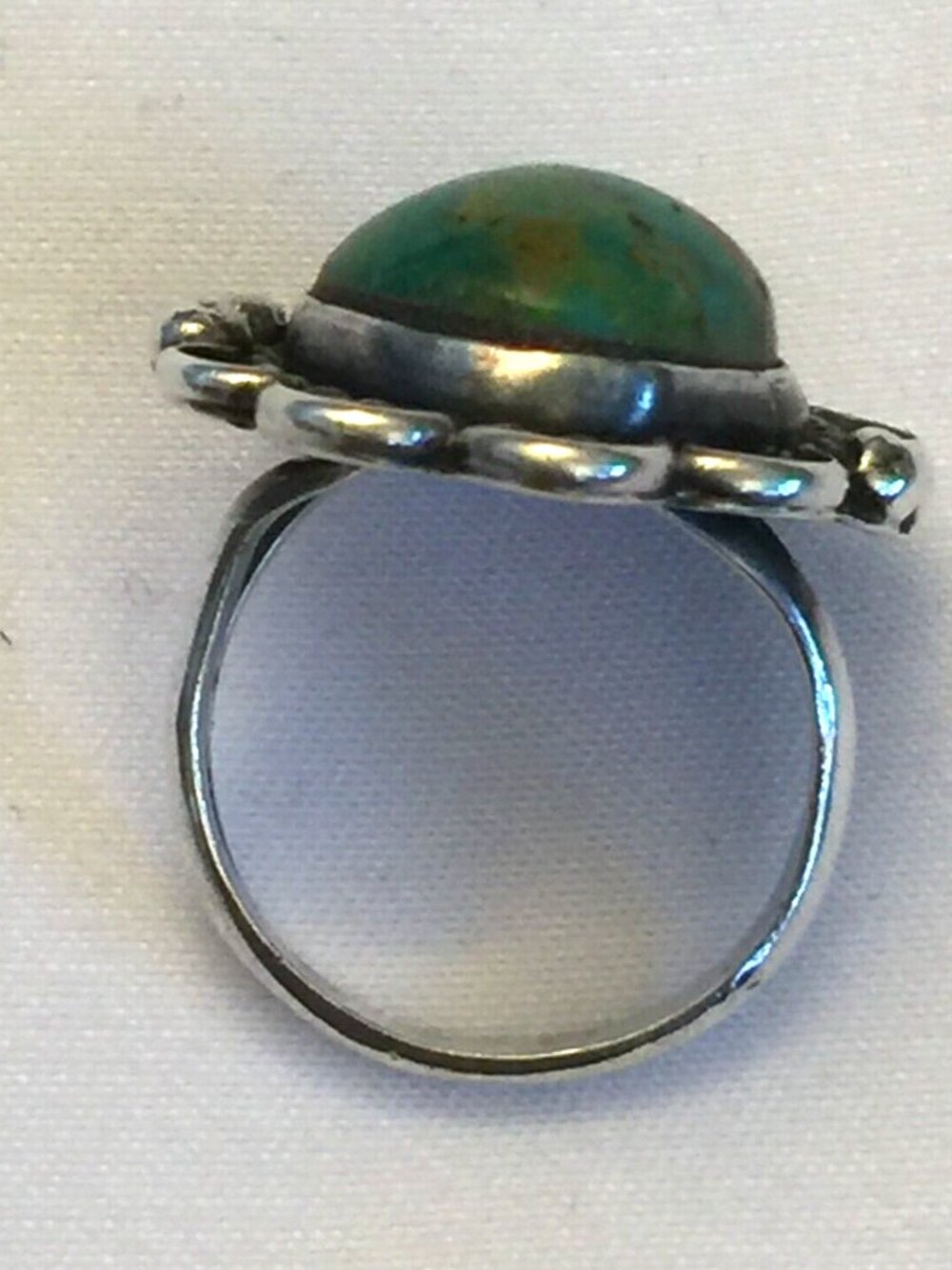VINTAGE NAVAJO HANDMADE STERLING SILVER TURQUOISE NATIVE AMERICAN RING SIZE 5.5 - Picture 10 of 16